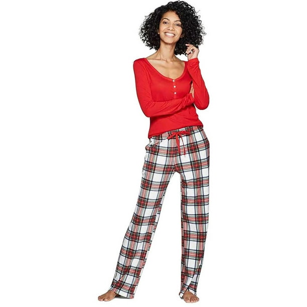 S /& M Stars Above Women/'s Two Piece Sleepwear Plaid Pajama Set Red Sizes XS